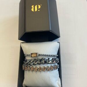 Bomb Party NWT Luxe Layers Triple Smokey Topaz & CZ Hematite plating MSRP $136